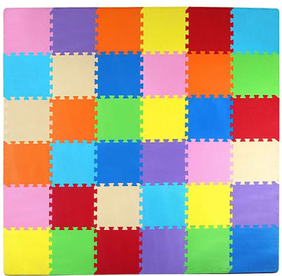 LifeGoods Multicolor Speelmat XL - 36-delig Puzzel van Schuim Vloer Tegels in 9 Kleuren - 180x180 cm - Zacht en Dik EVA Foam - Antislip en Waterafstotend - Educatief Speel Kleed voor Baby/Peuters/Kinderen vanaf 0 jaar - Jongens en Meisjes