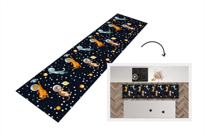 Keukenloper - Loper keuken - Planeten - Hond - Patroon - 200x50 cm - Keukenloper vinyl