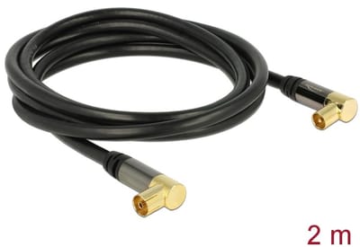 Delock Antenna Cable IEC Plug Angled > IEC Jack Angled RG-6/U 2 m black