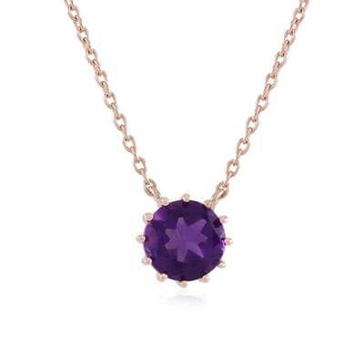 Cavill - Amethist Ketting 925 Sterling Zilver Roségoudverguld - Braziliaanse Ronde Amethist 1,17 ct - 50 cm Luxe Dames Sieraad Elegant