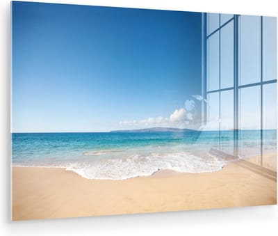 MuchoWow® Glasschilderij 120x80 cm - Schilderij acrylglas - Zee - Turquoise - Hawaii - Foto op glas - Muurdecoratie woonkamer - Wanddecoratie slaapkamer - Schilderijen