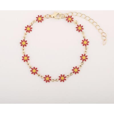 1 st. Exquise Emaille Madeliefje Bloem Roestvrij Staal Dames Armband Boheemse Stijl, Vakantie Mode Accessoire beige