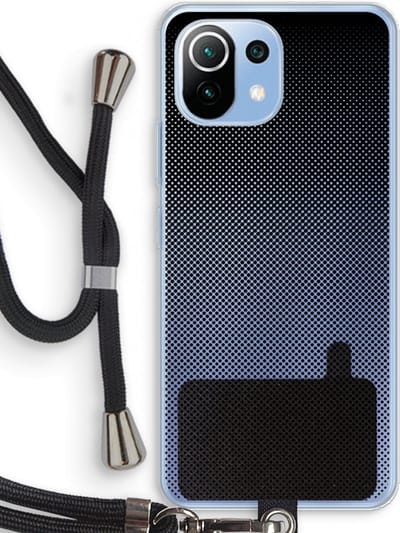 Case Company® - Xiaomi Mi 11 Lite hoesje met Koord - Musketon Halftone - Telefoonhoesje met Zwart Koord - Bescherming aan alle Kanten en Over de Schermrand
