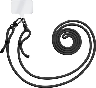 Casimoda® - Universeel telefoonkoord met dubbele sluiting - Telefoonketting - Phone cord - Verstelbaar koord voor telefoon - Zwart