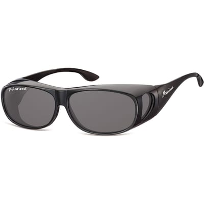 Montana Rechthoek Unisex Glimmend Zwart Rook Gepolariseerd FO2 Fit Over Bril Zonnebril