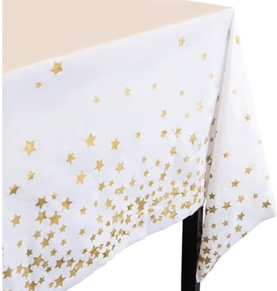 Daily Style – Tafelkleed – Wit met gouden sterren – (137x183cm)