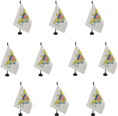Tafelvlaggen Maagdeneilanden - Bureauvlaggen Mini vlaggen - Bureau decoratie - Set van 10 stuks - 21 x 14 cm