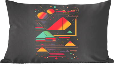 Sierkussens - Kussentjes Woonkamer - 60x40 cm - Piramides - Cirkels - Neonkleuren - Geometrisch