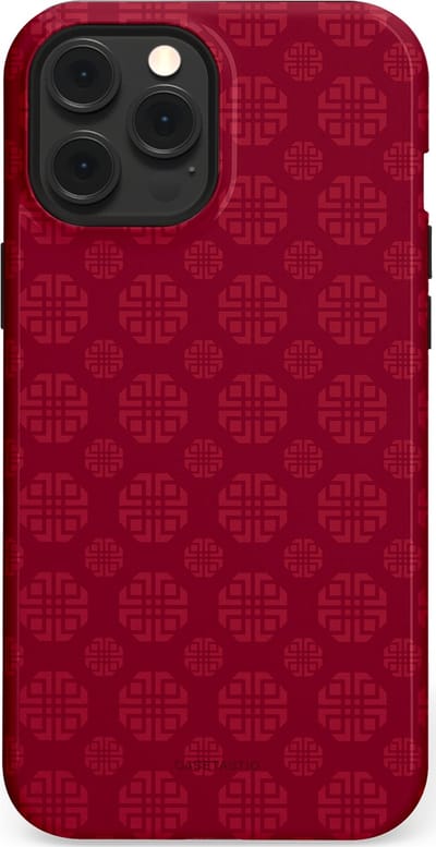 Casetastic Hoesje Geschikt voor Apple iPhone 12 Pro Max Magsafe - Stijlvolle Beschermende Duo-layer Case - Oosters Rood
