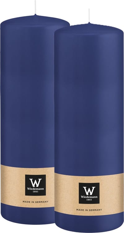 Wiedemann Cilinderkaars/stompkaars - 2x - donkerblauw - 20 x 7 cm - 103 branduren - zuilkaarsen