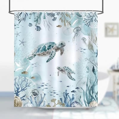 Maison Elara Badkamer douchegordijn met zeedierenprint 180x200 cm waterdicht