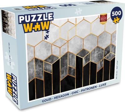 Puzzel Goud - Hexagon - Chic - Patronen - Luxe - Legpuzzel - Puzzel 500 stukjes