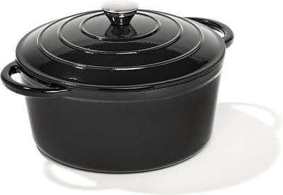 Voccelli Braadpan 28cm zwart gietijzer hoogglans emaillen