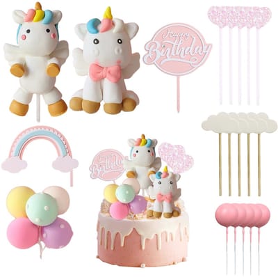 Dailygoods- Taartdecoratie 20 Stuks - Taarttopper Regenboog - Herbruikbaar - Veilig - Verjaardagsdecoratie - Niet giftig - Ideaal voor taarten en cupcakes - Taarttoppers