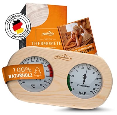 Natuurlijke Hout Sauna Thermometer Hygrometer - 2-in-1 Functie met Tempered Glass