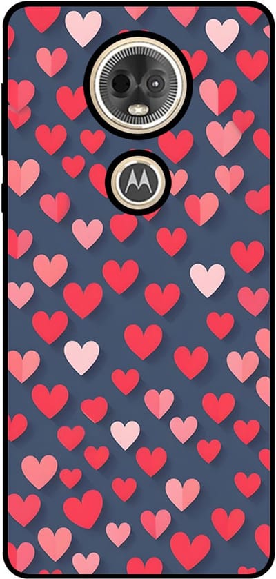 Smartphonica Telefoonhoesje Geschikt voor Motorola Moto E5 Play met Roze en Rode Hartjes Opdruk - TPU Backcover Case With Rosé and Red Heart Design geschikt voor Motorola Moto E5 Play