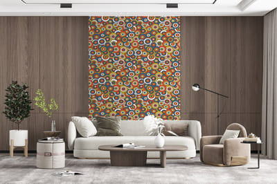 Behang - Fotobehang Patroon - Retro - Cirkel - Breedte 200 cm x hoogte 300 cm