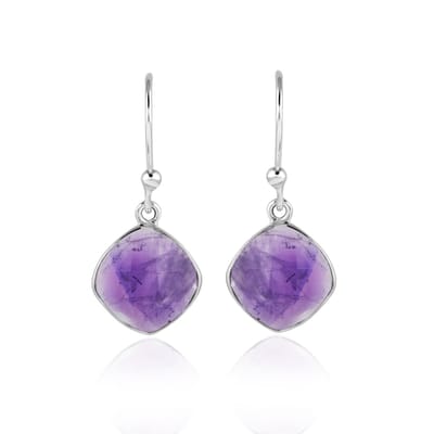 SilverGems Zilveren oorhangers met Amethist edelstenen