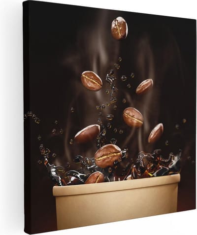 Artaza Canvas Schilderij Koffiebonen - 30x30 cm - Klein - Keuken Wanddecoratie - Muurdecoratie Stilleven - Kamer Accessoires