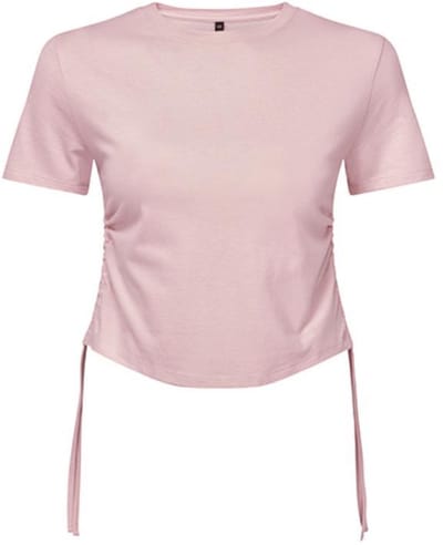 TriDri - Ruched Dames Crop Top - Light Pink maat XXS