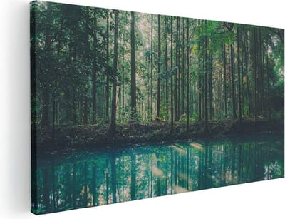 Artaza Canvas Schilderij Bos - 40x20 cm - Klein - Wanddecoratie Natuur - Muurdecoratie Bomen - Schilderijen Op Canvas Landschap