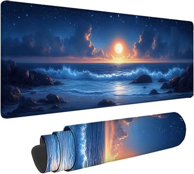 XXL Muismat - Bureauonderlegger - Gaming Kantoor - Waterdicht Genaaide Randen - 120x60cm - Oceaan