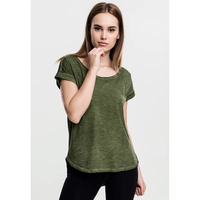Urban Classics - Shaped Spray Dye Shirt - L - Groen