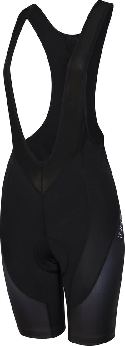 Zwarte fietsbroek dames met zeem - Ingeklikt - Korte fietsbroek met bretels en dameszeem - 4XL (46-48)