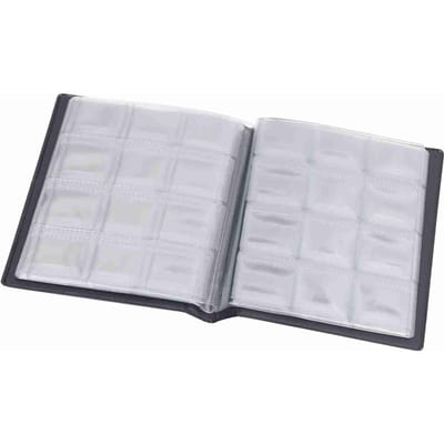 Muntenalbum van slijtvast PVC, lichtgewicht, draagbaar, muntenhouderboek voor verzamelaars, zwart Blue blauw