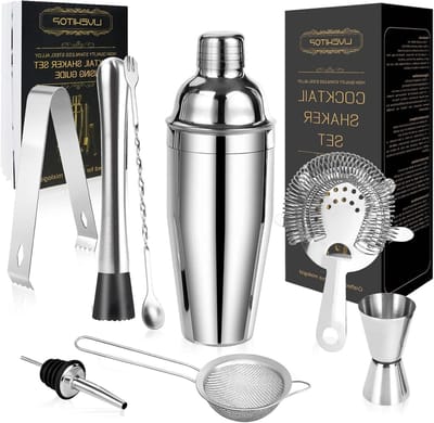 Professionele Cocktailset van RVS, 9-delige Bartender Set met 750ml Boston Shaker voor Thuis, Bar en Feestjes