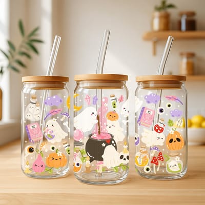 Creasowl® Cute Halloween Potion Glazen Beker 500 ml met Deksel & Rietje – Schattige Halloween Drinkbeker – Iced Coffee Cup – Smoothie & Thee Glas – Origineel Cadeau voor Halloween Fans