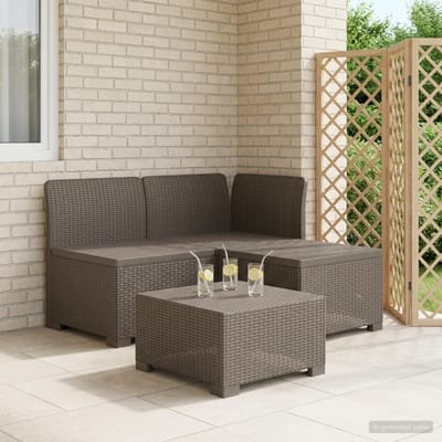 vidaXL - 3-Zits - Tuin - Sofa - Rottanlook - 3-zits - PP - Lichtgrijs