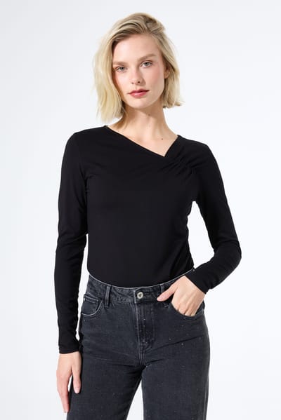 T-shirt met lange mouwen met stijlkraag vrouw Garcia