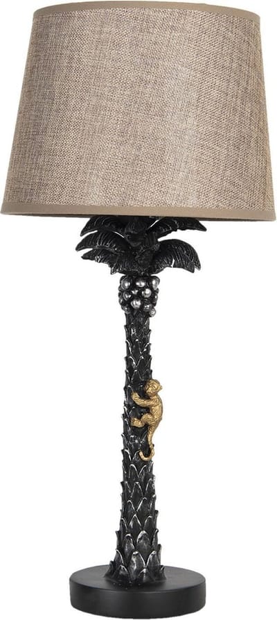 Clayre & Eef Tafellamp Ø 27x54 cm E27/max 1x60W Bruin Kunststof Palmboom