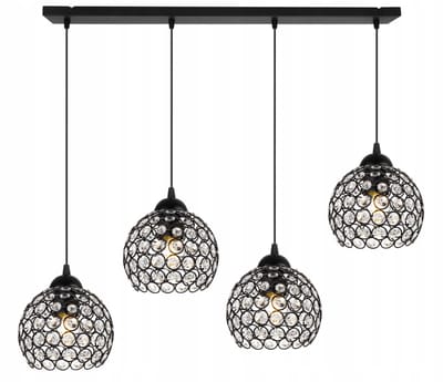 Luxe Kristallen Plafondlamp Zwart - Glamour Stijl