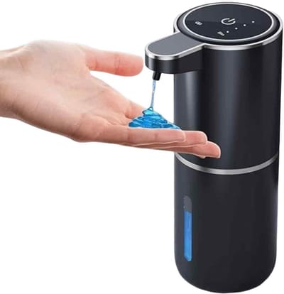 QTTVBTNA -Automatische Zeepdispenser 400ml met Sensor – Elektrische Zeepdispenser Wandmontage, USB Oplaadbaar, IPX5 Waterdicht, Hygiënisch voor Badkamer, Keuken en Kantoor (Zwart)