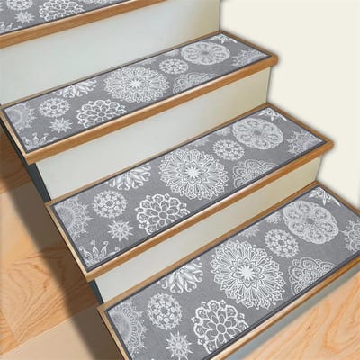 20*76CM Tapijt Traptreden Antislip Trapmatten Verwijderbaar Traptapijt 4-pack Veilige traptredebescherming Geschikt voor kinderen, ouderen en huisdieren