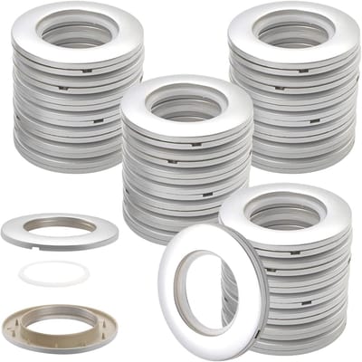Ronde gordijnringen - Geluidsarm kunststof - 32 stuks - Mat zilver - 40 mm