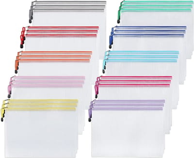 40 stuks kunststof zakken met ritssluiting - A6 pvc-tas - 10 kleuren map - opbergen van mappen documenten papieren