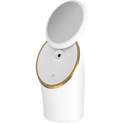 Huishoudelijke Kleine Spiegel Gezichtsstomer, Warm en Koud Hydraterend Spray Instrument, Gezichtsporiën Openen, Reinigende Hete Spray Gezichtsstomer wit