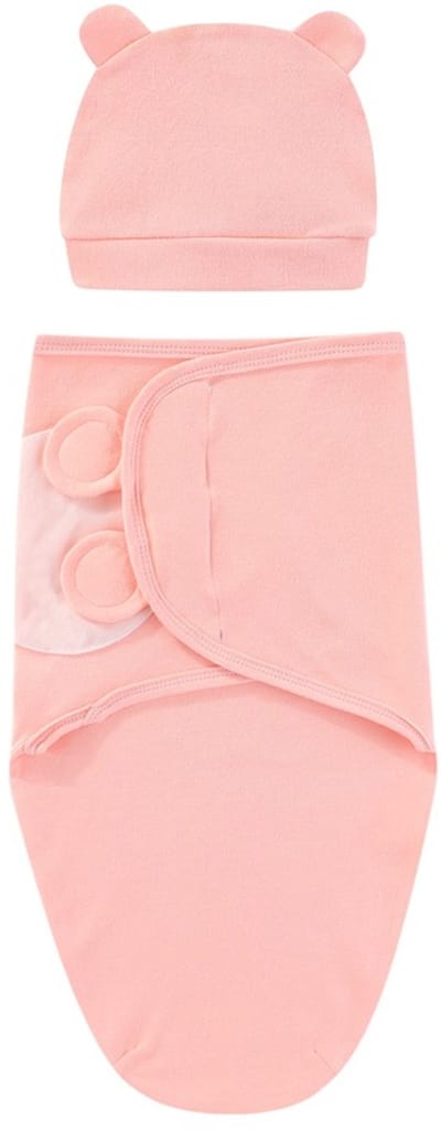 Slaapzak, babyuitrusting (slaapzak voor baby's van 0-3 maanden, zacht en comfortabel, katoen, ademend, slaaphulpmiddel),Roze
