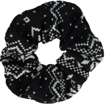 Haarsoires Haarelastiek Scrunchie – Print – Zachte Stof – Zwart Grijs - Haarkrinkel - Haar Elastiek met Stof - Zacht & Haarvriendelijk