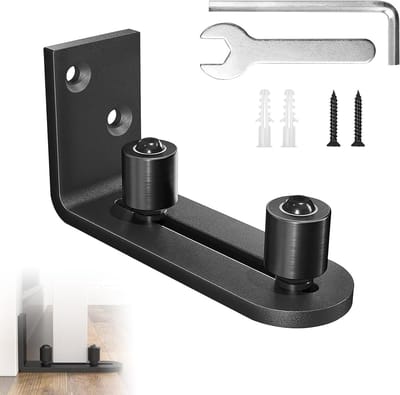 Verstelbare vloergeleider voor houten deuren, schuifdeursystemen en barn doors - Zwart X 1, ideaal voor optimale deurgeleiding en stabiliteit