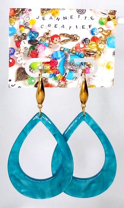 Jeannette-Creatief® - Resin - Druppel Turquoise - Turquoise - Resin Oorbellen - Oorbellen Dames - Turquoise Oorbellen - Dames Oorbellen