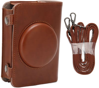 Dailygoods- Cameratas Retro - PU Lederen Beschermhoes - Verstelbare Schouderriem - Bruin - Afneembare Voorklep - Zachte Binnenlaag - Camera Hoes