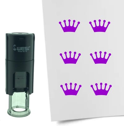 CombiCraft Stempel Kroon 10mm rond - paarse inkt