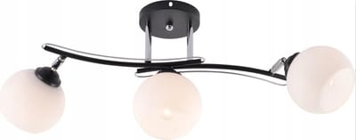 Klassieke Plafondlamp Zwart met Koperen Details, 2 Lampen