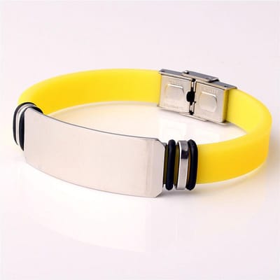 Nieuwe Sport Siliconen Armband voor Mannen en Vrouwen Roestvrij Staal Sieraden Basketbal Armband Sieraden Accessoires Zwarte Armband geel