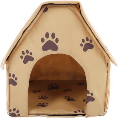 Niche pliable pour animaux de compagnie, niche à faible encombrement, tente amovible et lavable, idéale pour chiots et chats, marron marron