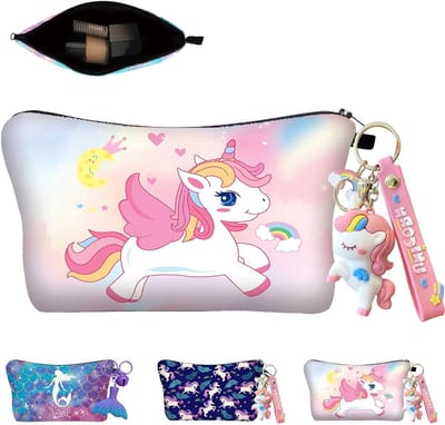 Reis Make-up Tas Set met Sleutelhanger - Schattige Cartoon Make-up Tassen voor Meisjes en Vrouwen, Perfecte Cadeaus voor Elke Gelegenheid